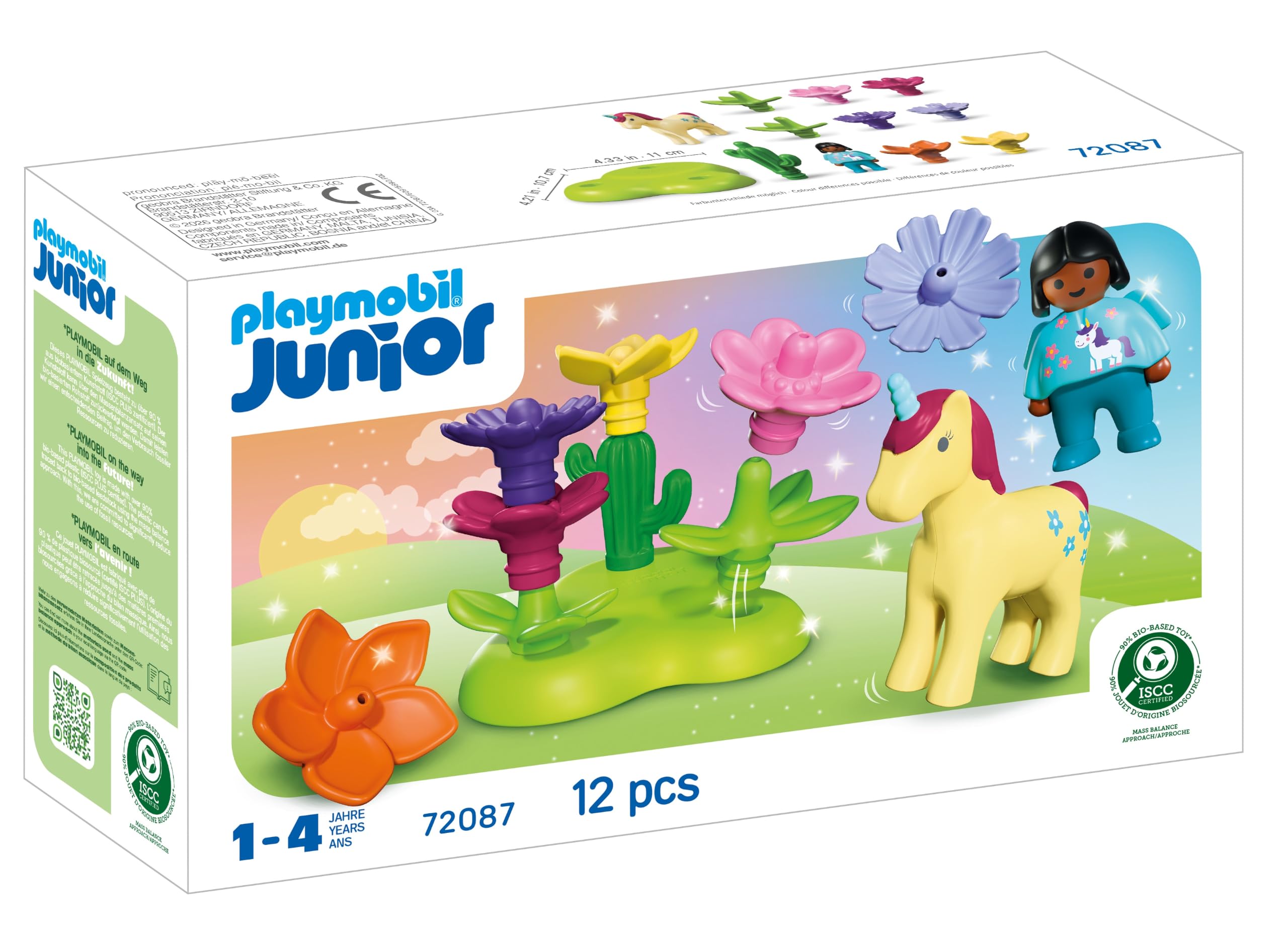 Playmobil | JUNIOR | JUNIOR: Unicorn Fairy Garden | Magical Garden Set with Fairy, Unicorn & Stackable Flowers | For Children Aged 1+ | 72087