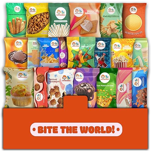 Maxi International Snack Box de todo el mundo Variedad de sabrosos y únicos Munchies, dulces y dulces extranjeros 21 paquetes de tamaño completo