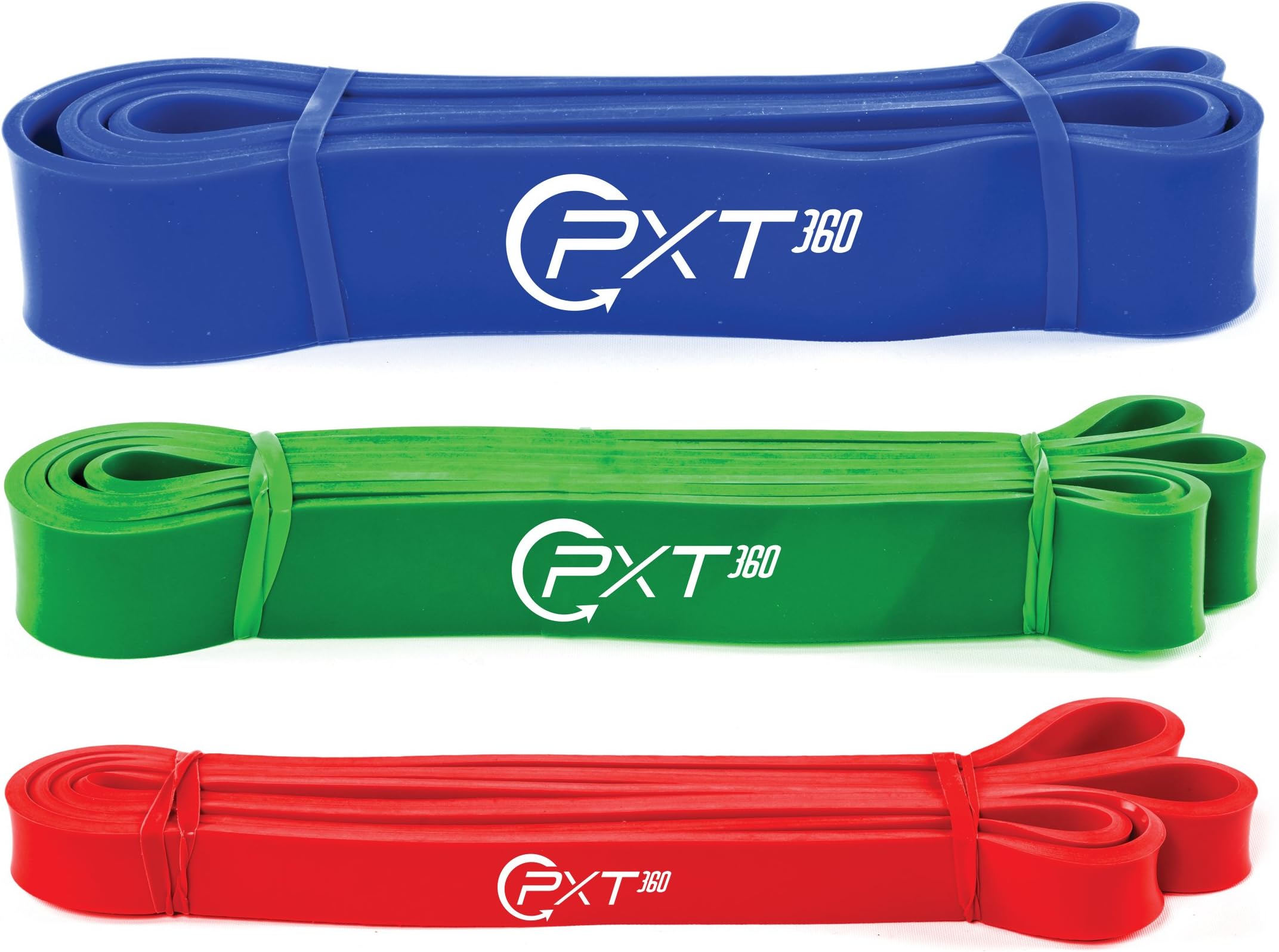 Pull Up Assistance Bands Set By PXT360: 3 Piece Workout Strap Pack, Varying Levels Of Pullup Resistance, Pull Up Bands Home Gym Equipment For Strength Training, Crossfit, Arms And Legs Exercises