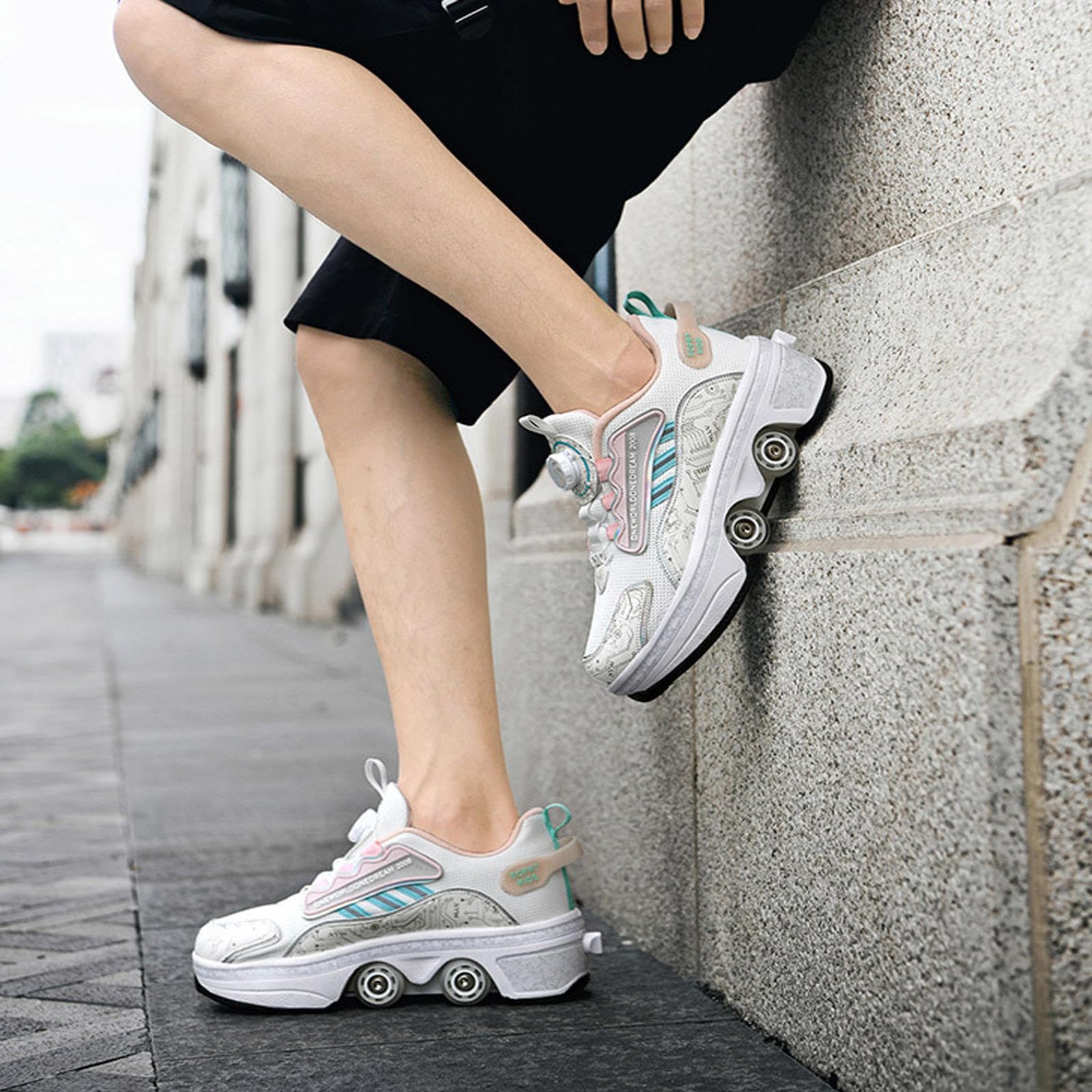 StejaR Scarpe multifunzionali di Nuova concezione per Pattini a Quattro Ruote 2-in-1 da Uomo e Donna a Quattro Ruote per Ragazzi e Ragazze,40