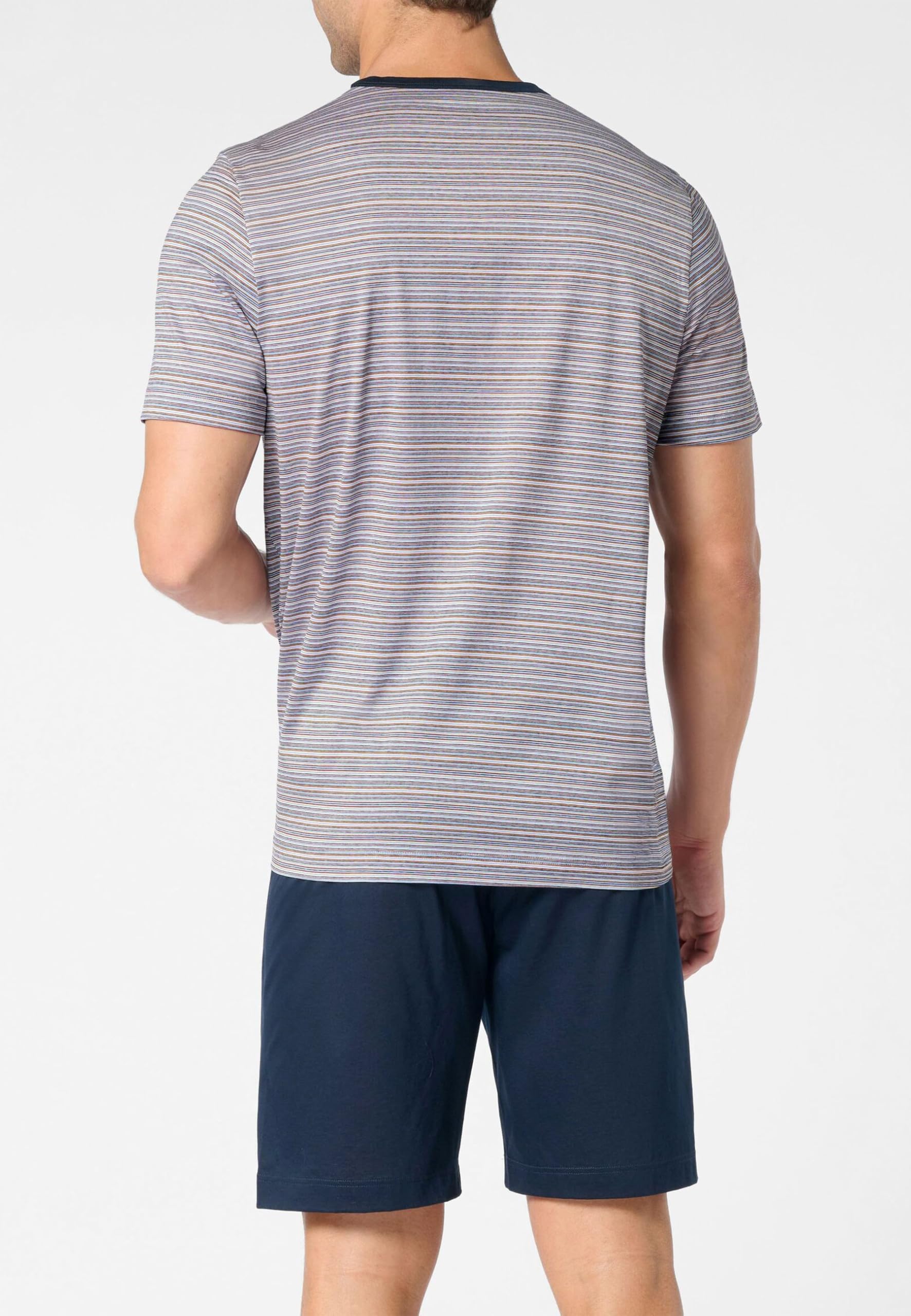 PEROFIL Pigiama Uomo Corto Cotone Jacquard Estivo Millerighe Art. VPRT93373