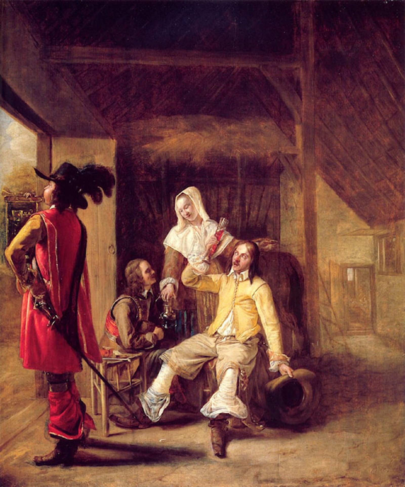 POSTERIIk Famous Print Pop Art Wall Art Graffiti Two Soldiers and a Serving Woman with a Trumpeter by Pieter De Hooch Art Prints for Home Decor 60x90cm