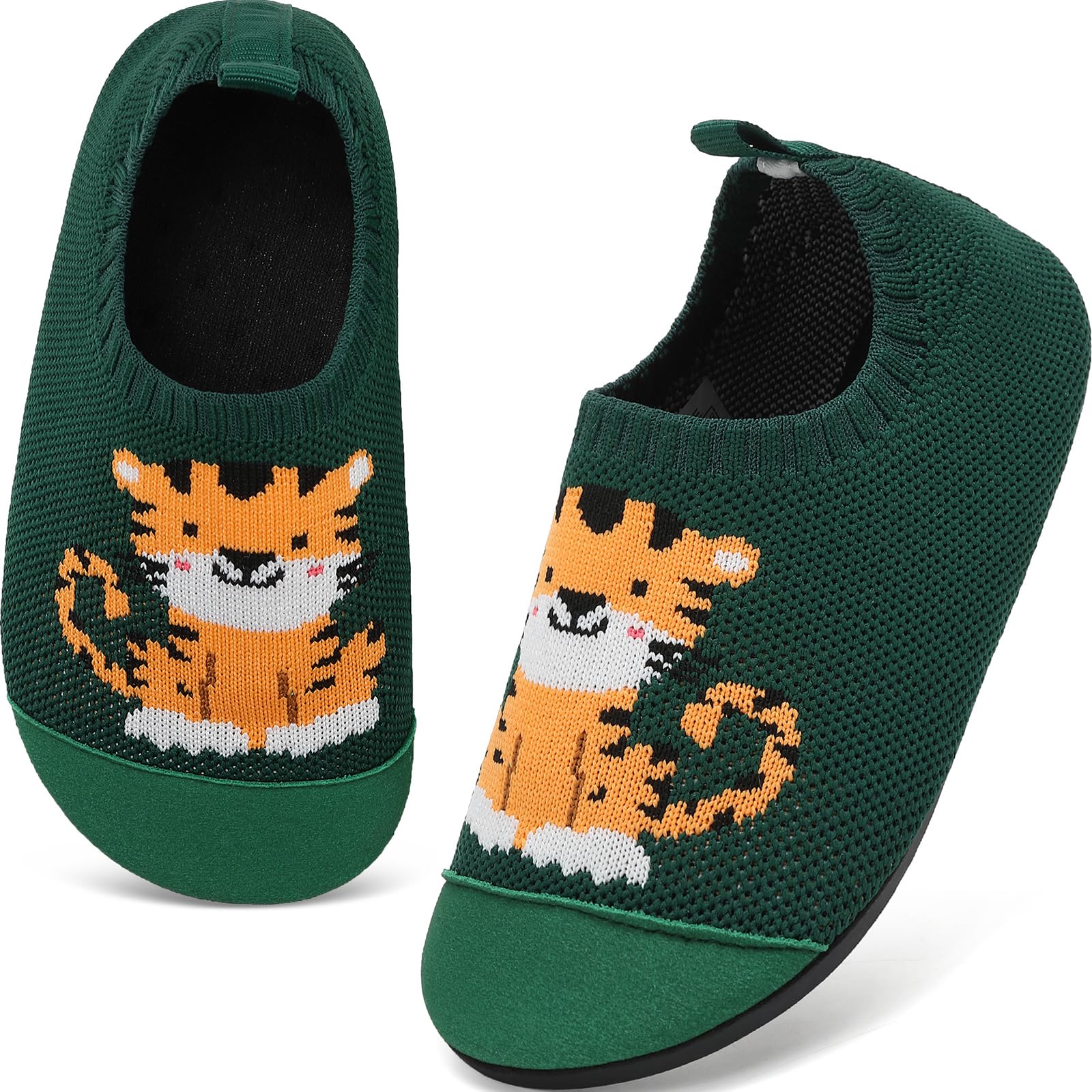 VOLHAL Hausschuhe Kinder Junge Leichte Rutschfeste Indoor Pantoffeln Mädchen Weich barfuss für Lauflernschuhe Kindergarten Slippers, Grün 31 EU