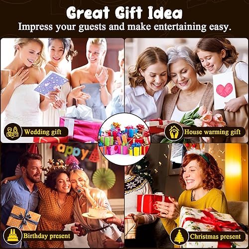 Miniatura 7 de Tablas de queso para charcutería giratorias de regalo, bambú 5 en 1, fáciles de instalar y almacenar, platos y bandejas resistentes para servir para