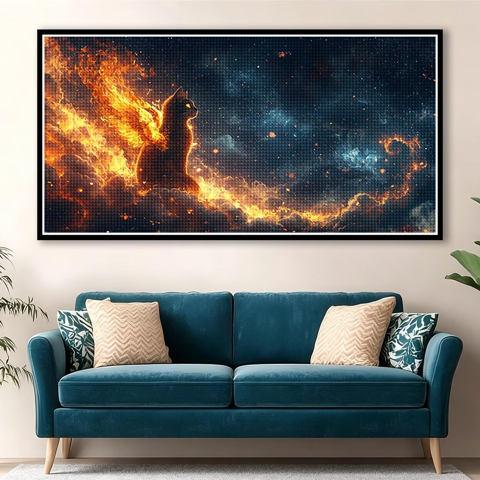 Diamond Painting Grande 200x100cm Animal Diamond Painting Adultos, DIY Gato Pintura de Diamante Manualidades Adultos, 5D Cuadrado Rhinestone Bordado Punto de Cruz para Home Decoration Regalo 0J-151