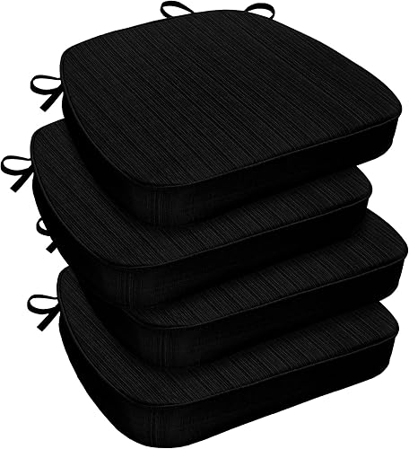 downluxe Cojines para sillas de interior para sillas de comedor, almohadillas para sillas en forma de D con lazos, cojines de espuma viscoelástica