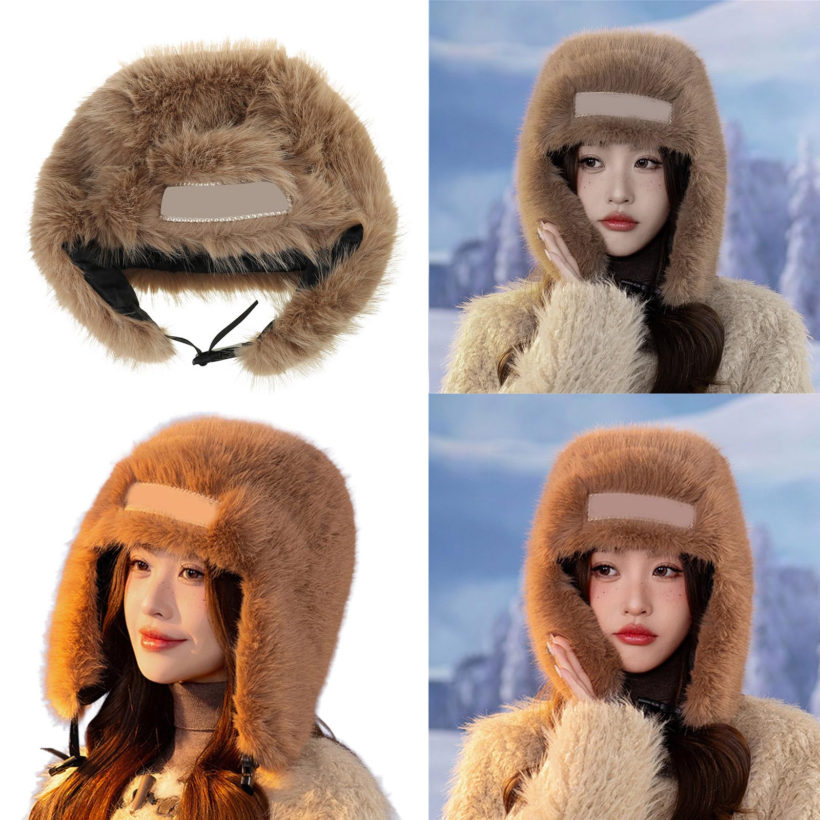 Vintage Plush Trapper Hat for Teens Adult Windproof Winter Hat Thicken Earflap Hat Keep Warm Skiing Cycling Hat Black