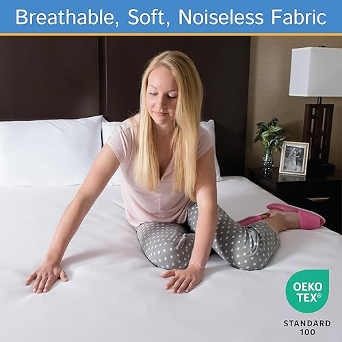 Miniatura 5 de Protector de colchón corto tamaño Queen de 60 pulgadas de ancho x 75 pulgadas de largo, perfil bajo que se adapta a 5 pulgadas de grosor, protector