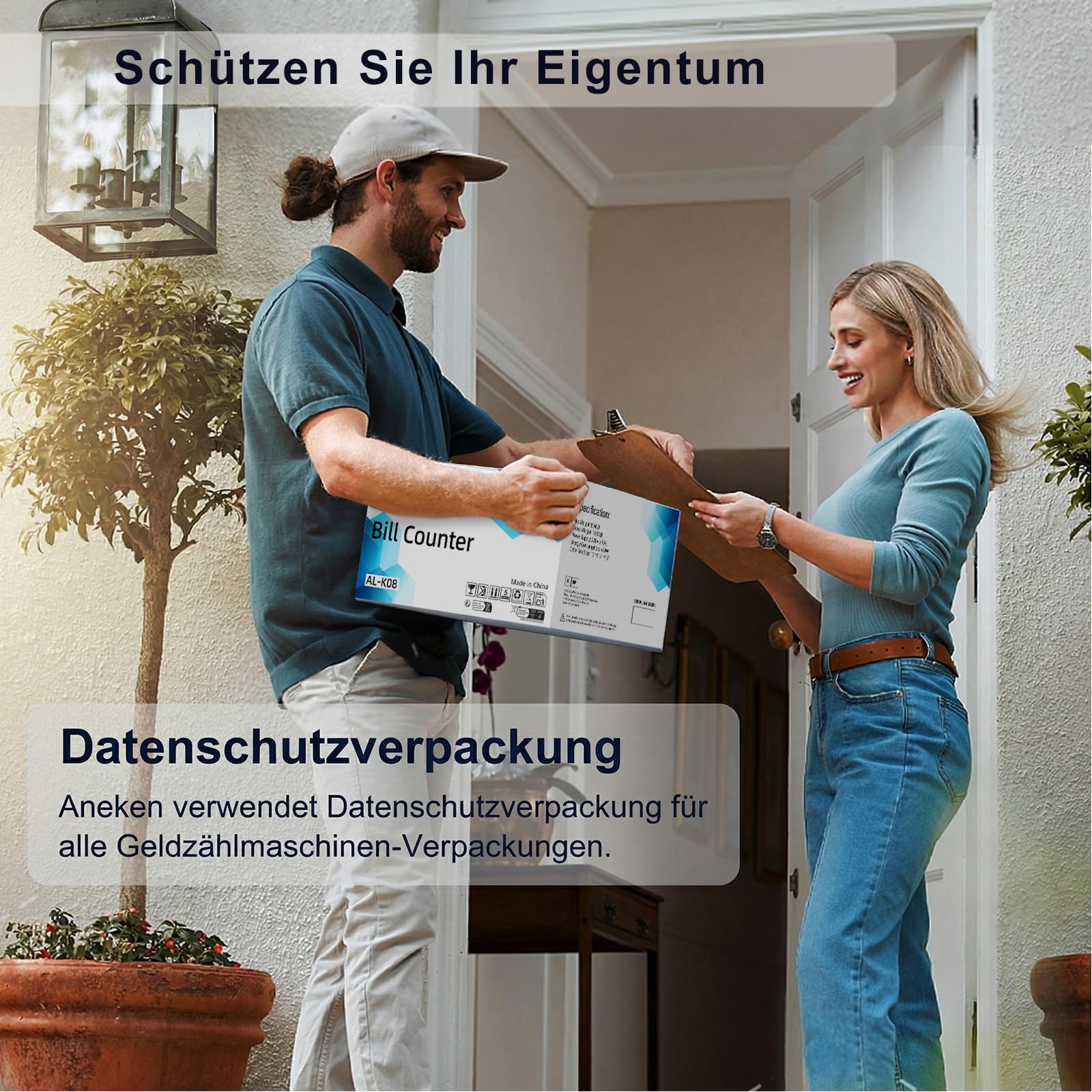 Aneken K08 Geldzählmaschine mit 3,8" Großem LCD & Value Display, 6-fach UV/MG/IR/DD/VI/FA Falschgelderkennung, Addieren/Batch-Modus, 1200 Scheine/Min., einfache Bedienung, für EUR/USD