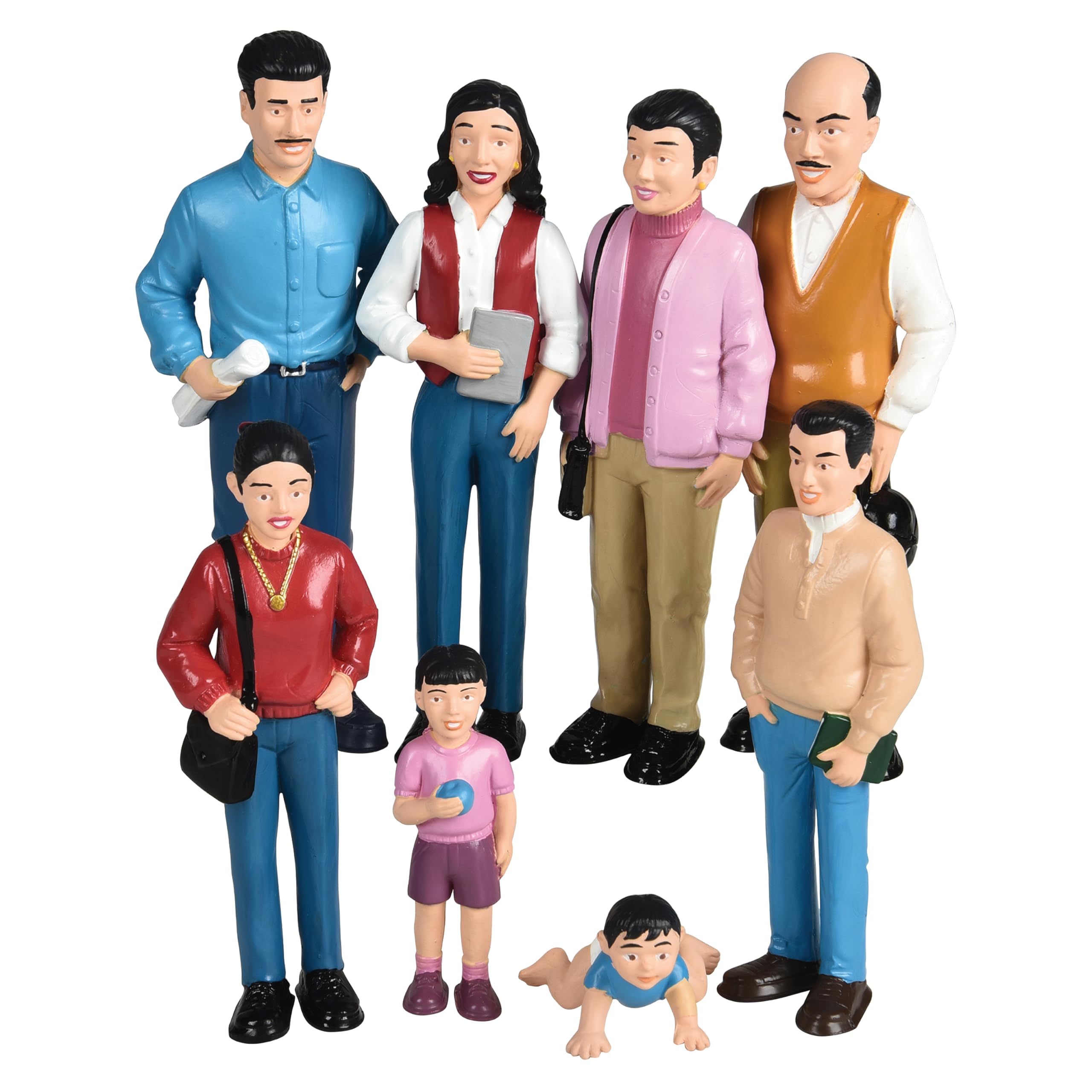 Creative Minds Marvel Education Hispanic Family Toy Figure Set for Kids Ages 3+, Set of 8 Inclusive and Diverse Dollhouse Toy Figurines, Multicolor