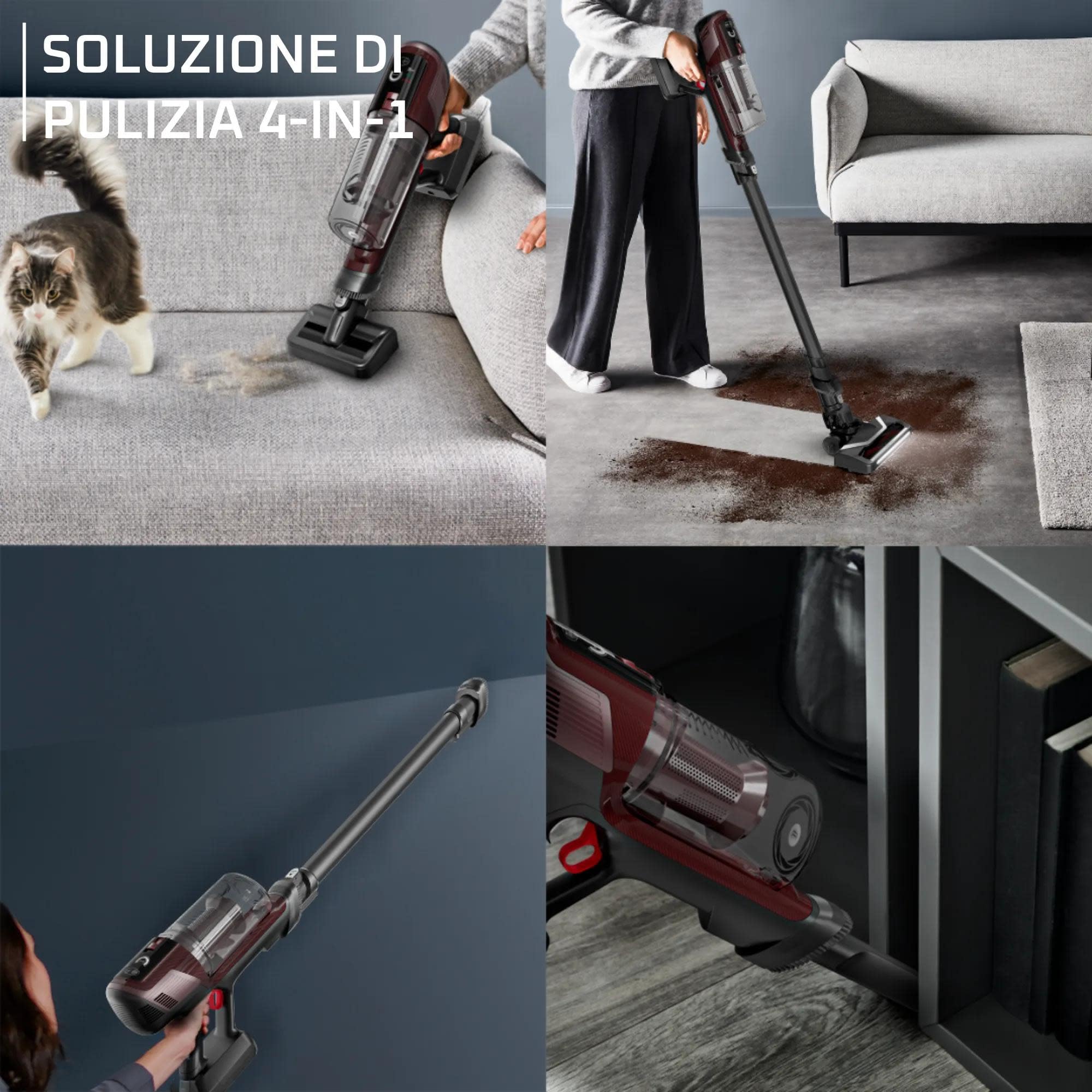 Rowenta X-Pert 6.80, Aspirapolvere Senza Fili, Nero, RH6483 | con Spazzola Multifunzione con Luci LED, Display, Autonomia Fino a 60 Minuti, 100 W