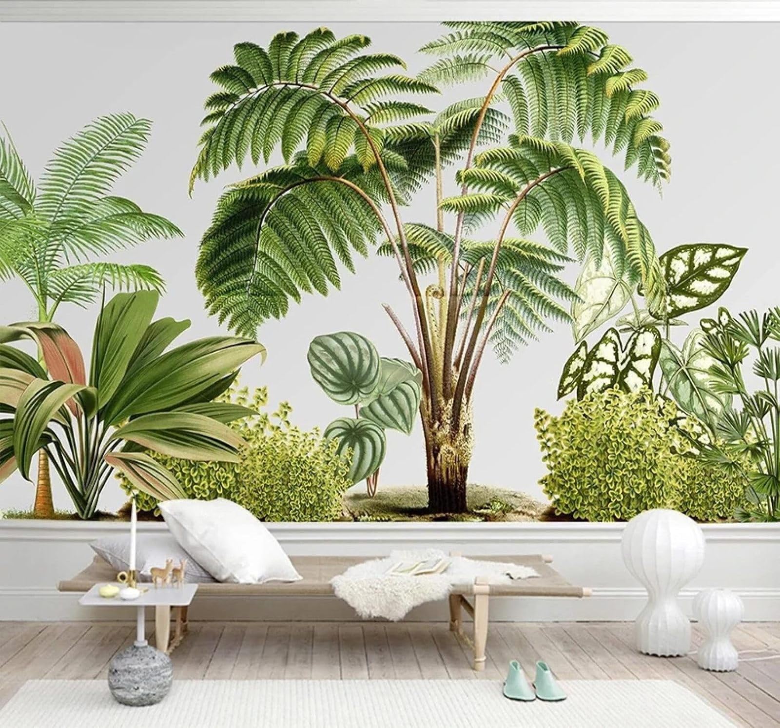 Xlming 430Cm×300Cm(B×H) Fresh Three Dimensional Green Plants Leaves 3D Wallpaper Luxury Home Dining Decor Paste Sofa Living Room The Wall For Bedroom Mural-430Cm×300Cm