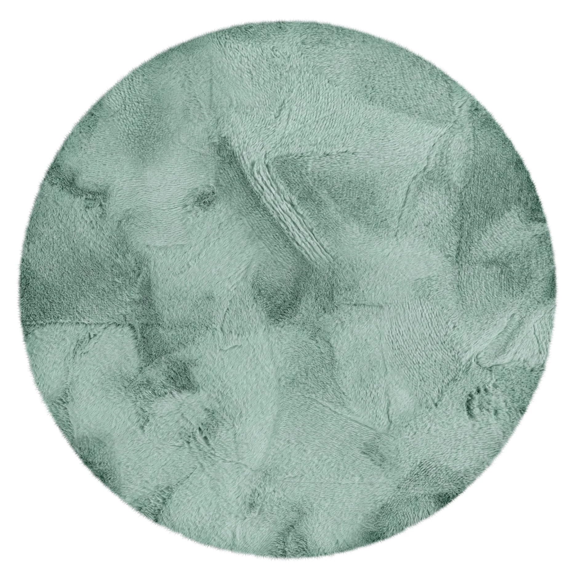 Tappeto shaggy rotondo Ø110 cm verde menta Dave - in pelliccia sintetica a pelo lungo - Soffice a pelo lungo per soggiorno, camera da letto e cameretta