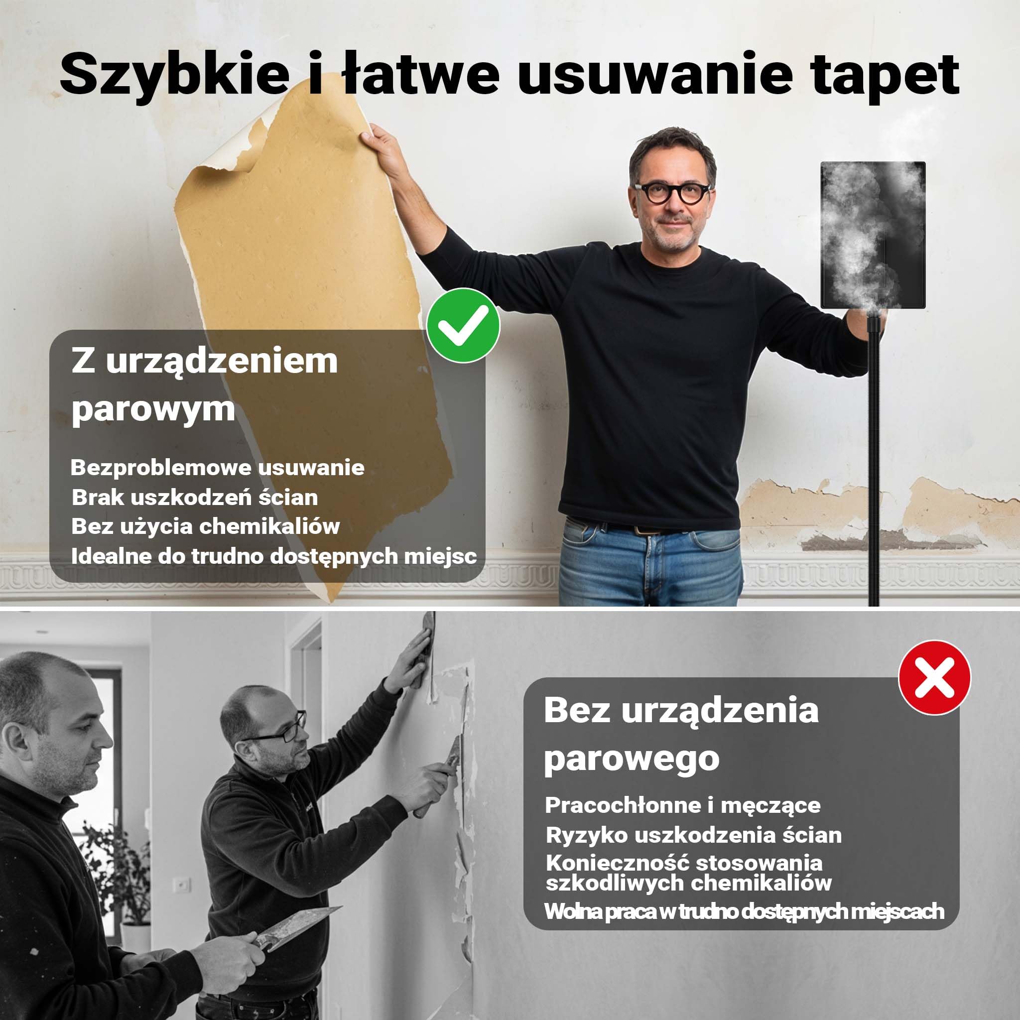 Urządzenie do usuwania tapet na parę z pojemnikiem 4,5l mocą 2200W i czasem pracy 70 minut parownica