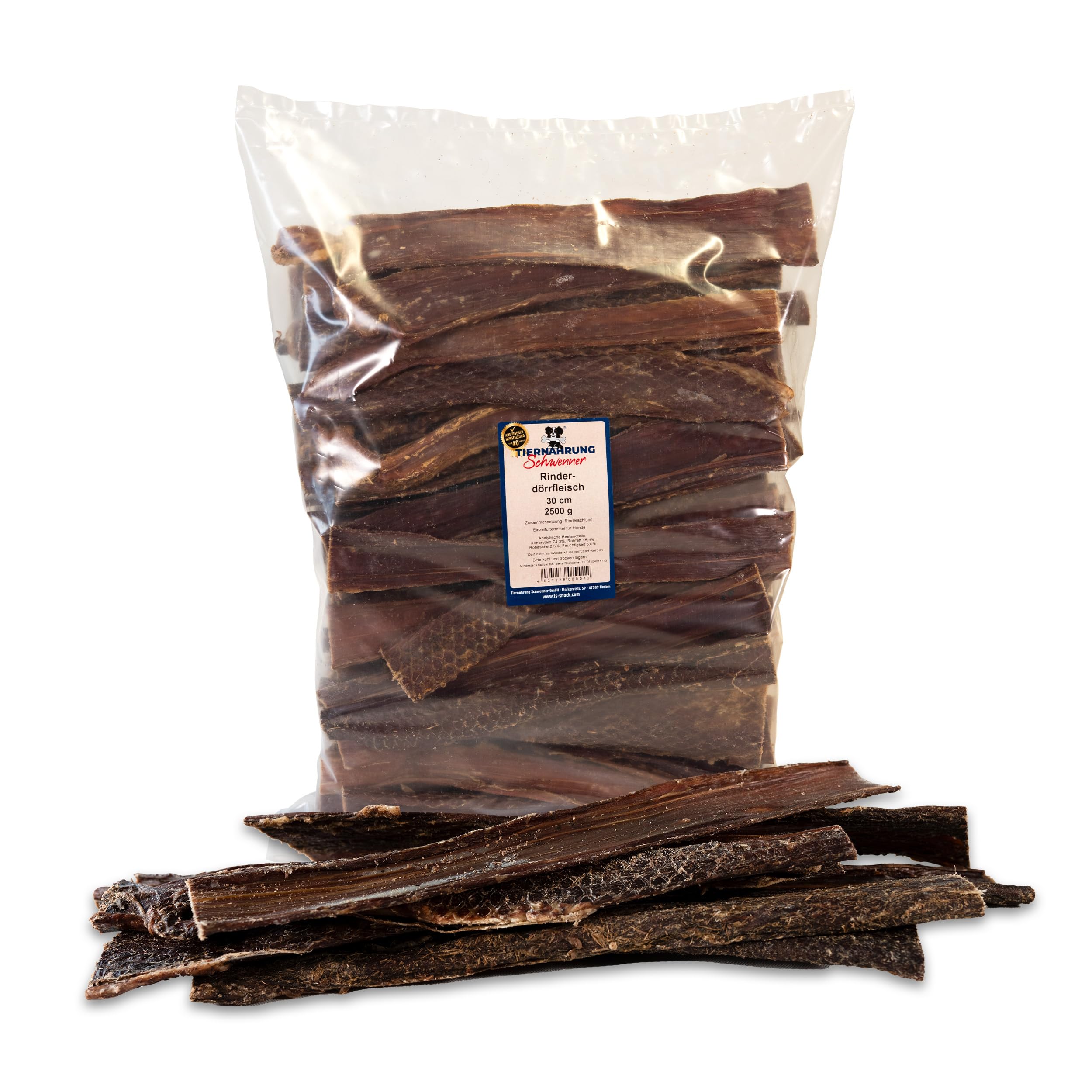 Carne de vacuno para perros – 30 cm deliciosas barras para masticar para perros de carne seca, 2500 g