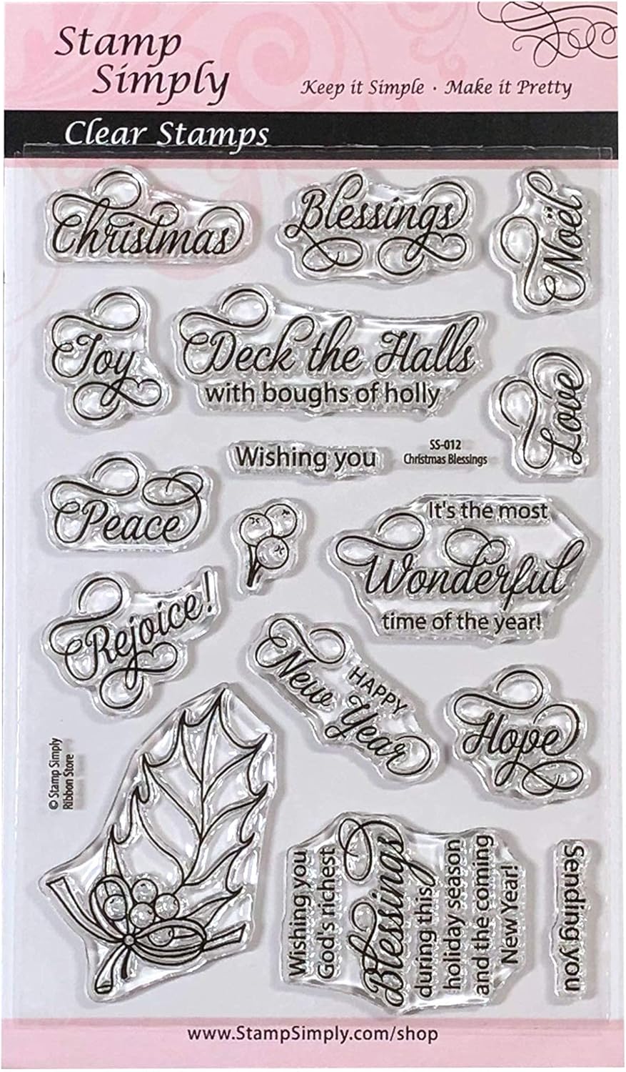 Stamp Simply Clear Stamps Christian Religious Christmas Blessings 4x6 Inch Sheet - 16 Pieces