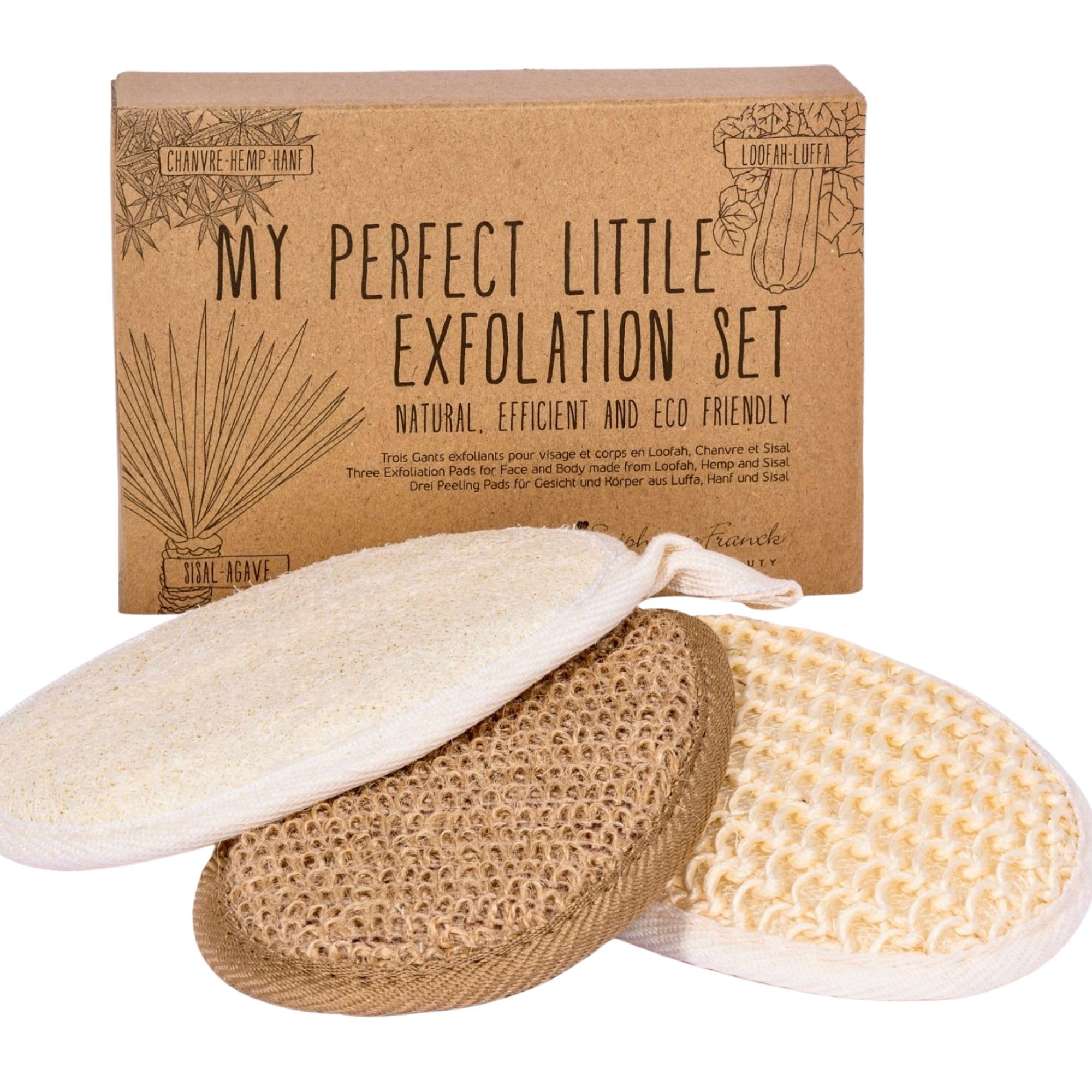 Gants Exfoliants Naturels Lot de 3, Luffa Chanvre Sisal, Pour Corps et Visage, Peau Douce et Éclatante, Vegan, Réutilisables, Zéro Déchet