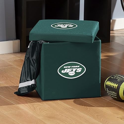 Miniatura 2 de Franklin Sports NFL - Otomana de almacenamiento + contenedor  Contenedores organizadores plegables del equipo de fútbol de la NFL, decoración de