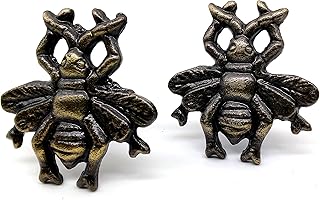 5MOONSUN5's Cast Iron Honey BEE knob Iron Cabinet Knobs Drawer Knobs Dresser Knobs Metal Knobs Drawer Pulls Door Knobs Coastal Handles Knobs Beach Decor for Wardrobe Closet Cupboard Set of 2