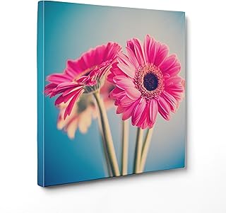 Quadro Margherite Fiori Colorati - Astratto Dipinto Digitale - Natura Panorama Paesaggio - Campo Fiorito Bouquet su Tela Canvas - 30x30cm - Senza Cornice - (cod.5951)