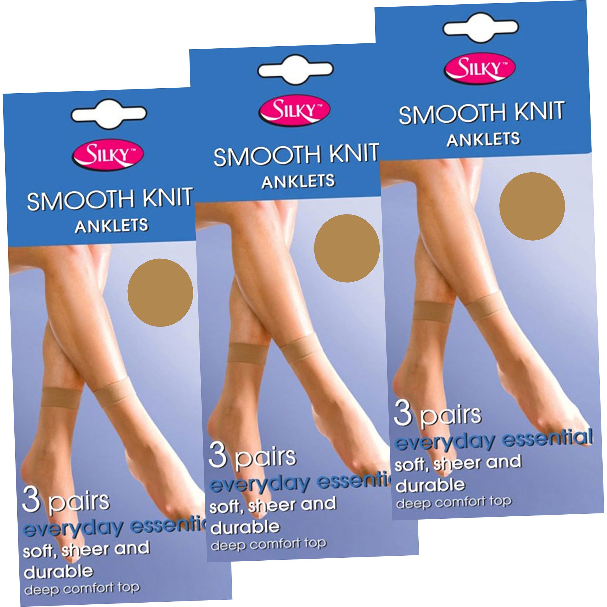 Silky Soft, Sheer & Durable Smooth Knit Everyday Anklets (9 Pair Multi Pack) (Natural Tan)