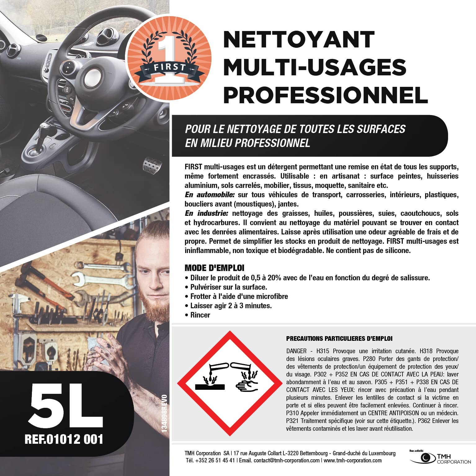 Nettoyant Multi usages concentré Voiture Pro - Toutes surfaces - Bidon 5L