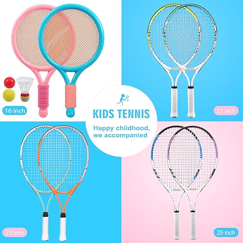 Miniatura 7 de Raqueta de tenis para niños de 19 pulgadas, 21 pulgadas, 23 pulgadas, 25 pulgadas, para niños y niñas, niños, estudiantes, raqueta de tenis con