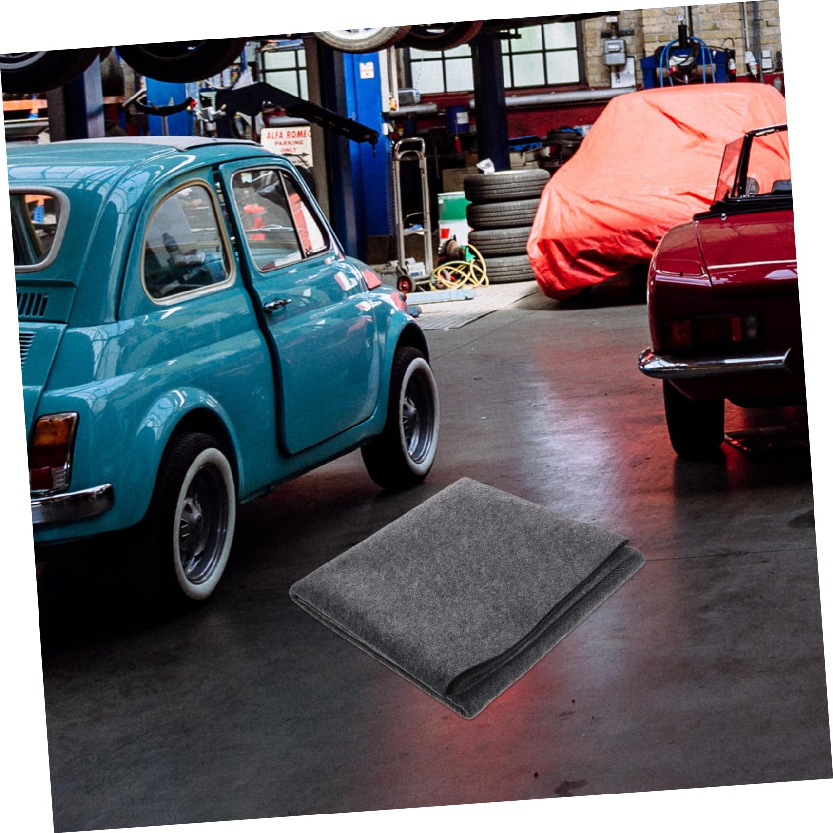 Tapis de Garage Imperméable 91,5x122cm, Feutre Lavable et Résistant à L’Huile, pour Entretien Voiture et Sol de Garage