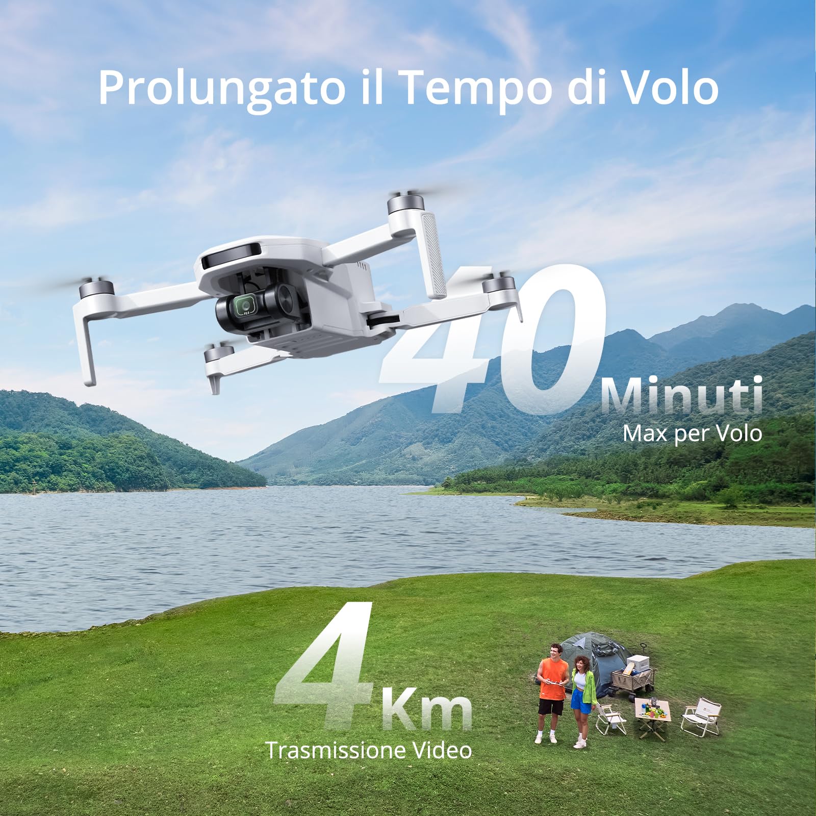 Potensic ATOM LT Drone con Fotocamera, 40 Minuti di Volo, Anti-Vibrazione EIS da 2,5K, Trasmissione a 4 km, <249g, Seguimi/Ritorno Auto, C0, GPS Drone con Fotografia Aerea all'Aperto per Principianti