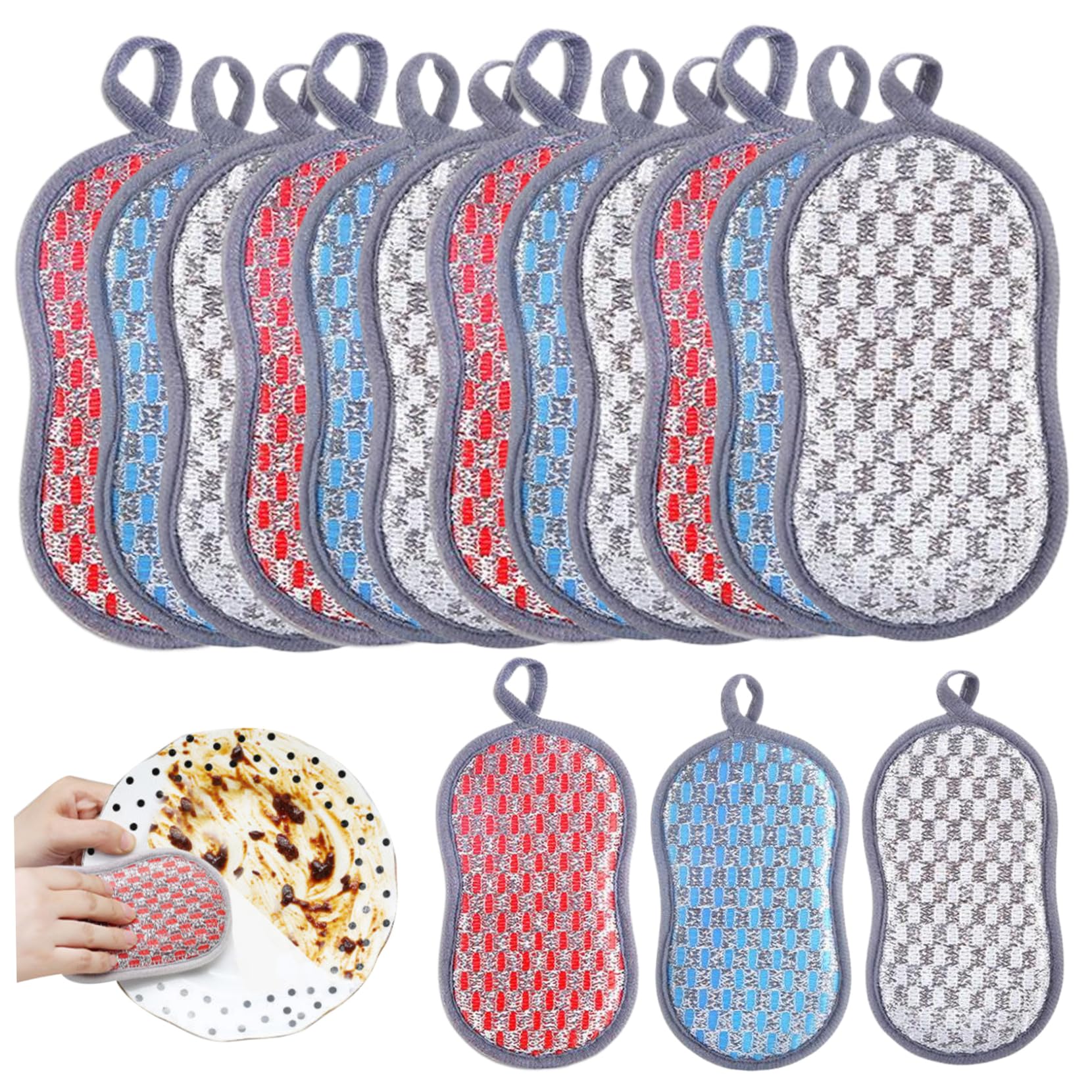 Xvhoab 15Pcs Dish Scrubber Sponge Double Sided Scrubber Sponges Non Scratch Multifunctional Dish Reusable Easy Foaming Kitchen Sponges For Cleaning