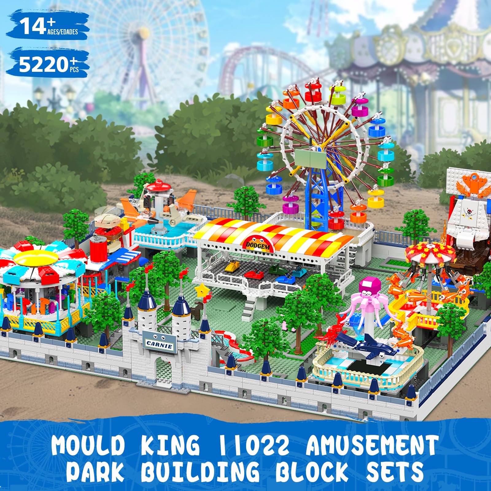 Mould King 11022 Technik Spielzeug-Vergnügungspark – Realistisches Bauset mit Riesenrad detailgetreuen Attraktionen, kreative Spielset Modell für Jungen und Mädchen ab 14 Jahren (5220 Teile)