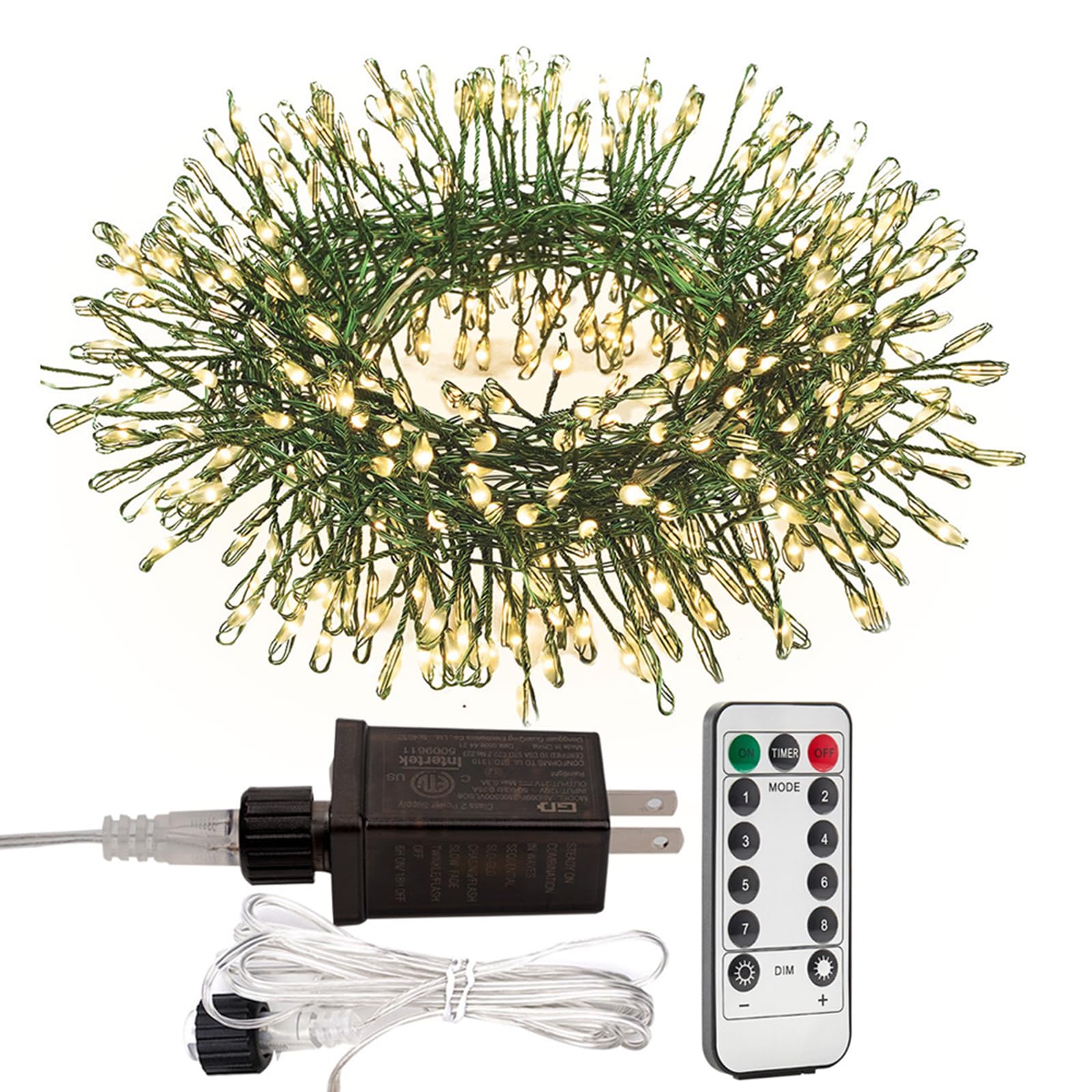 ZELUXDOT Firecracker Fairy Lights,10FT 100Leds Waterproof Twinkle Lights Plug in,8 Modes Remote String Light for Indoor Outdoor Christmas Wedding