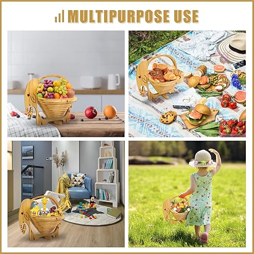 Miniatura 6 de MYOSOTIS Cesta plegable de frutas plegable de bambú para frutas y verduras, soporte para frutero, cesta de frutas secas para fiestas de Navidad