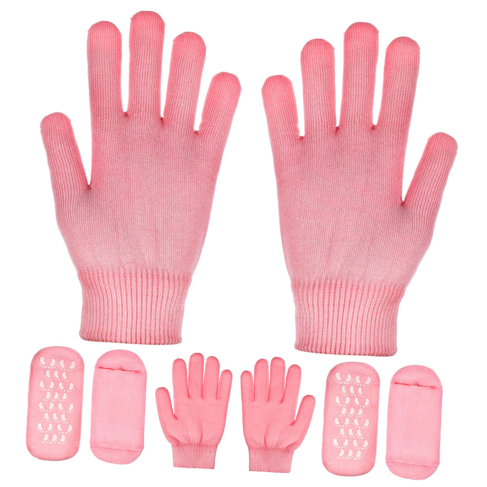 Hemobllo 2 juegos Calcetines y Guantes Hidratantes Spa para Cuidado Manos y Pies Nutritivo Piel Seca Protección Limpia y Fácil Uso Casa