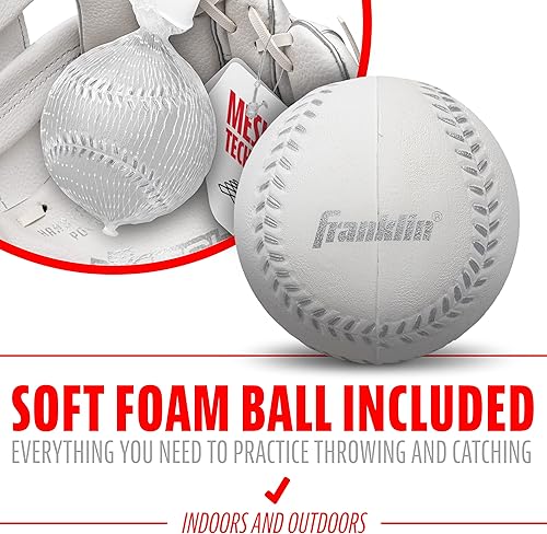 Miniatura 3 de Franklin Sports - Juego de guantes y pelotas de teeball - Meshtek Guantes de teeball y béisbol, espuma - 9.5 pulgadas