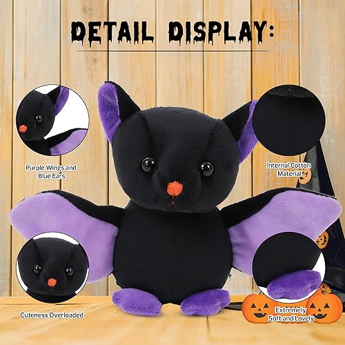 Miniatura 3 de Animal de peluche espeluznante de murciélago de Halloween, adorable juguete de peluche de murciélago lindo y espeluznante, decoración perfecta de