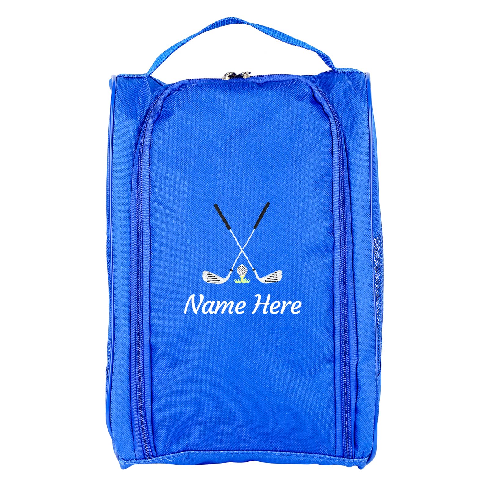 Dinikally Personalized Embroidered Golf Shoe Bag, Custom Golf Accessories Organizer with Custom Text for Men and Golf Enthusiasts (Blue)
