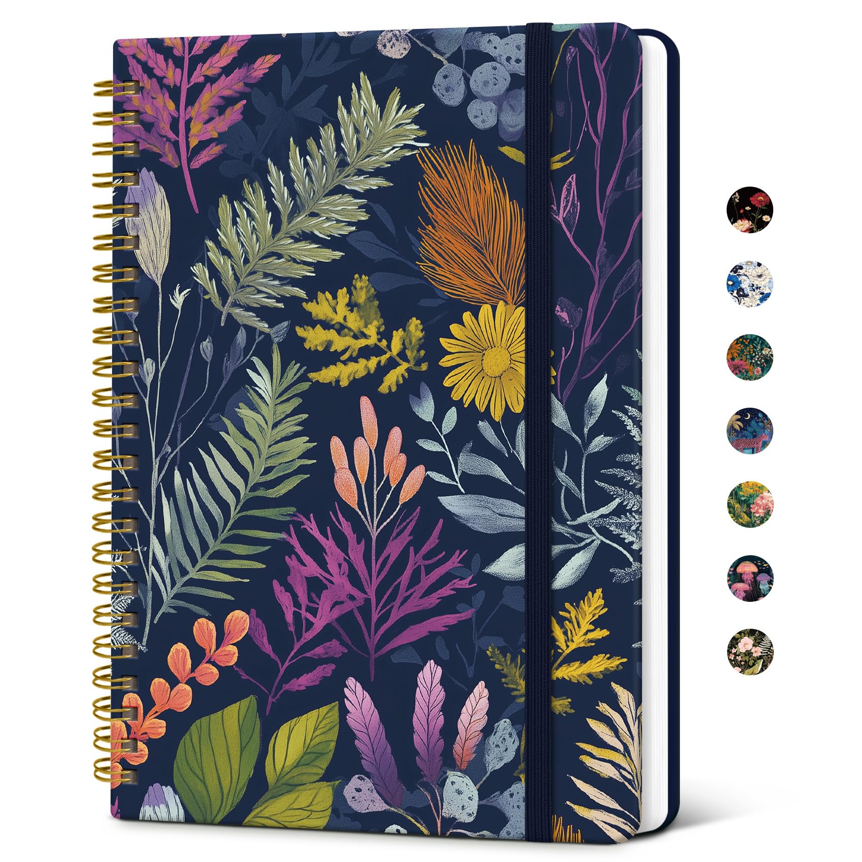 Taja Lined Spiral Journal Notebook for Women, A5 Cute College Ruled Hardcover Notebook for Work & Note Taking, Pretty Journal for Writing, 140 Pages, Flourish Foliage