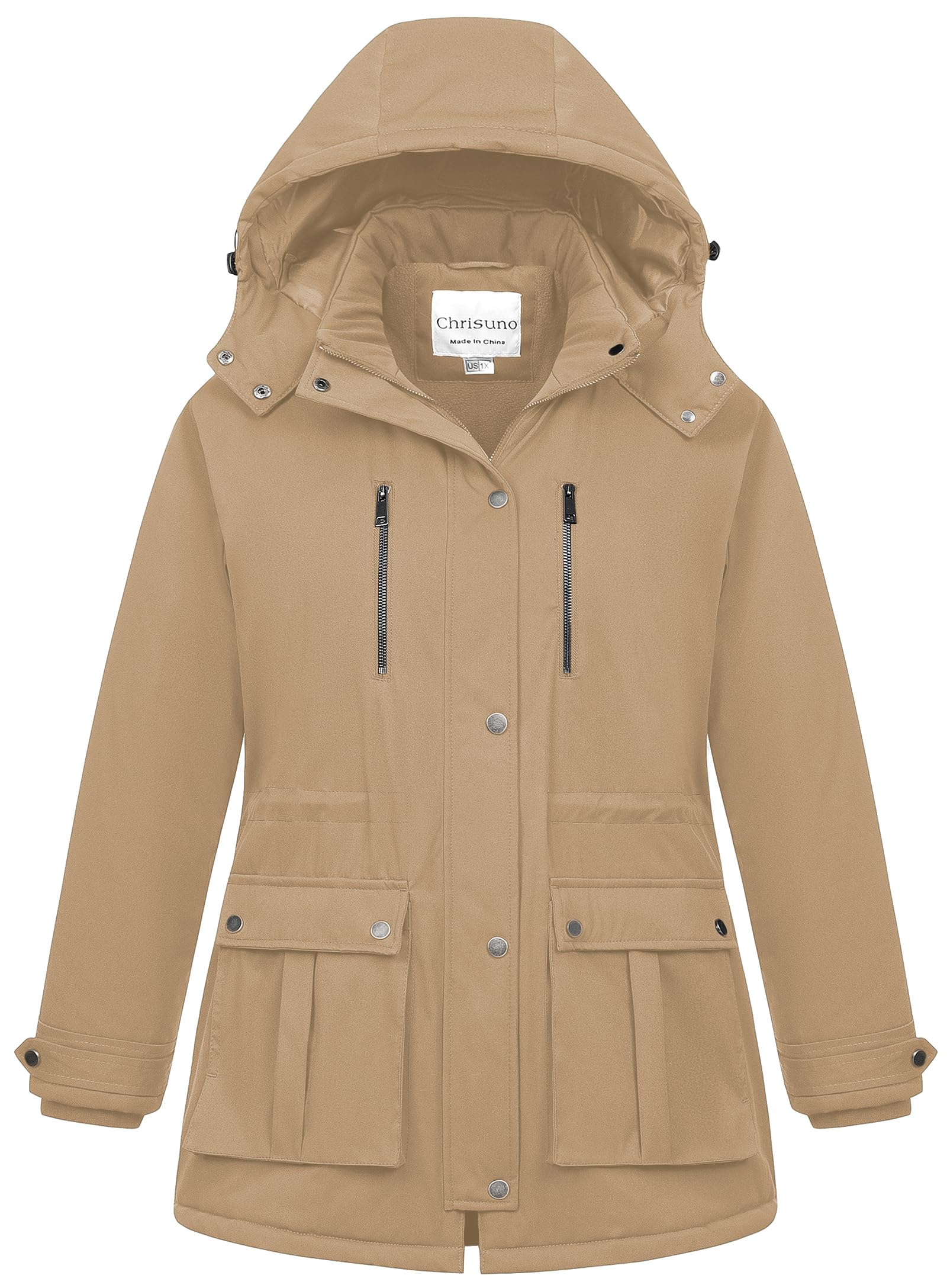 Chrisuno Womens Plus Size Winter Coat Insulated Military