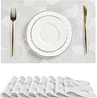 Vista 132 de Leetaltree - Juego de 6 manteles individuales, resistentes al calor, antideslizantes, para mesa de comedor, lavables, duraderos, tejido de PVC Azul