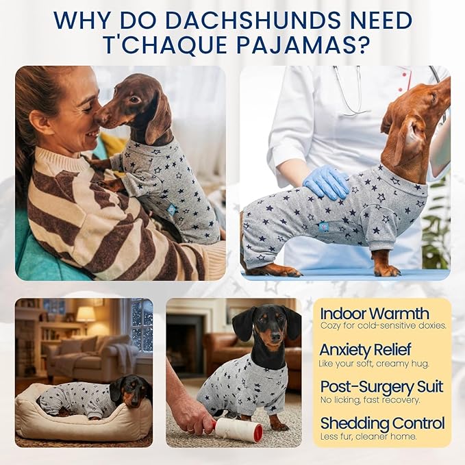 Pijama para Perros Dachshund, Diseño Estrellas, Talla XS miniatura 7