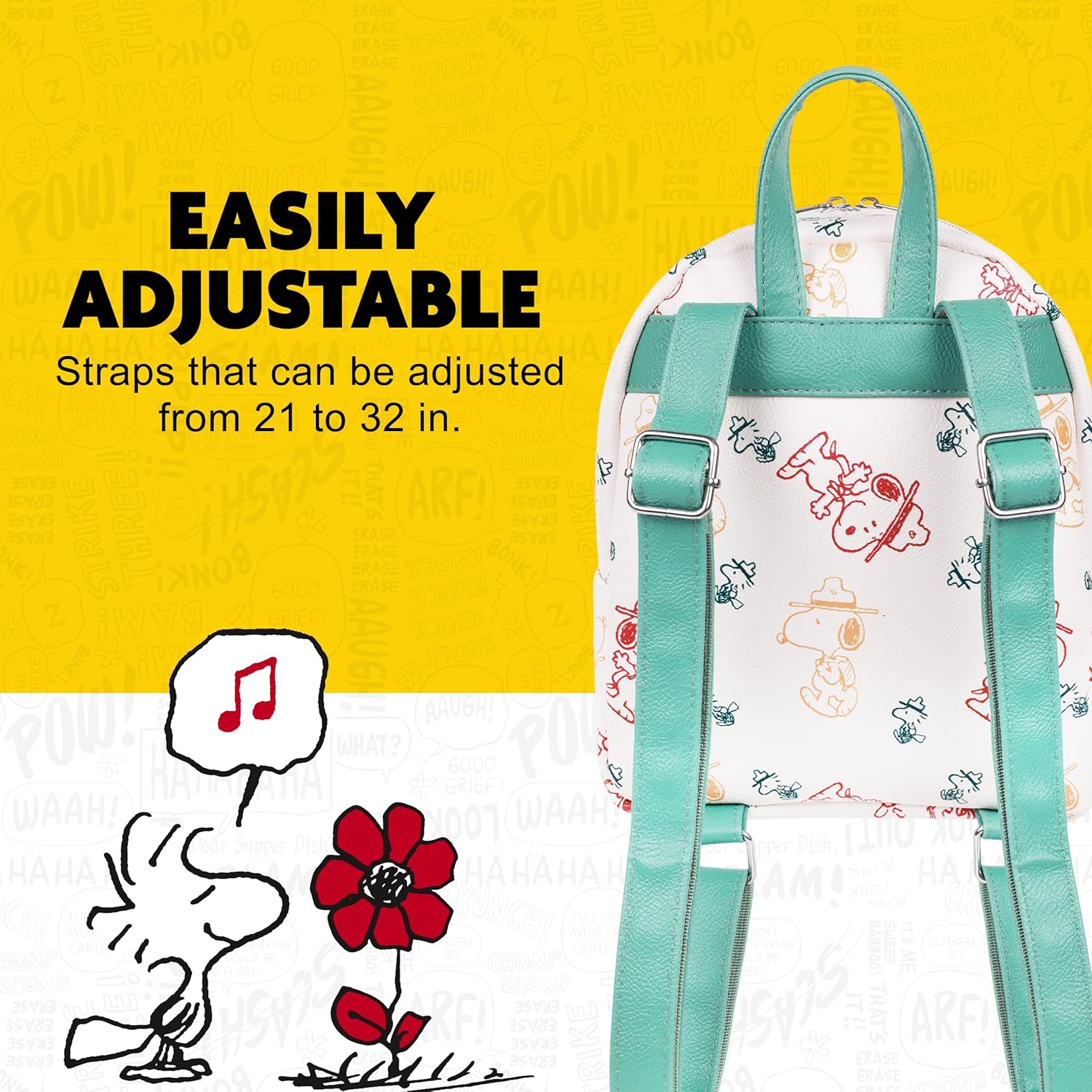 Peanuts Beagle Scout “Happy Trails Ahead” All-Over Print Mini Backpack, Featuring Snoopy and Woodstock, Daily Travel Backpack, Multicolor - Image 5