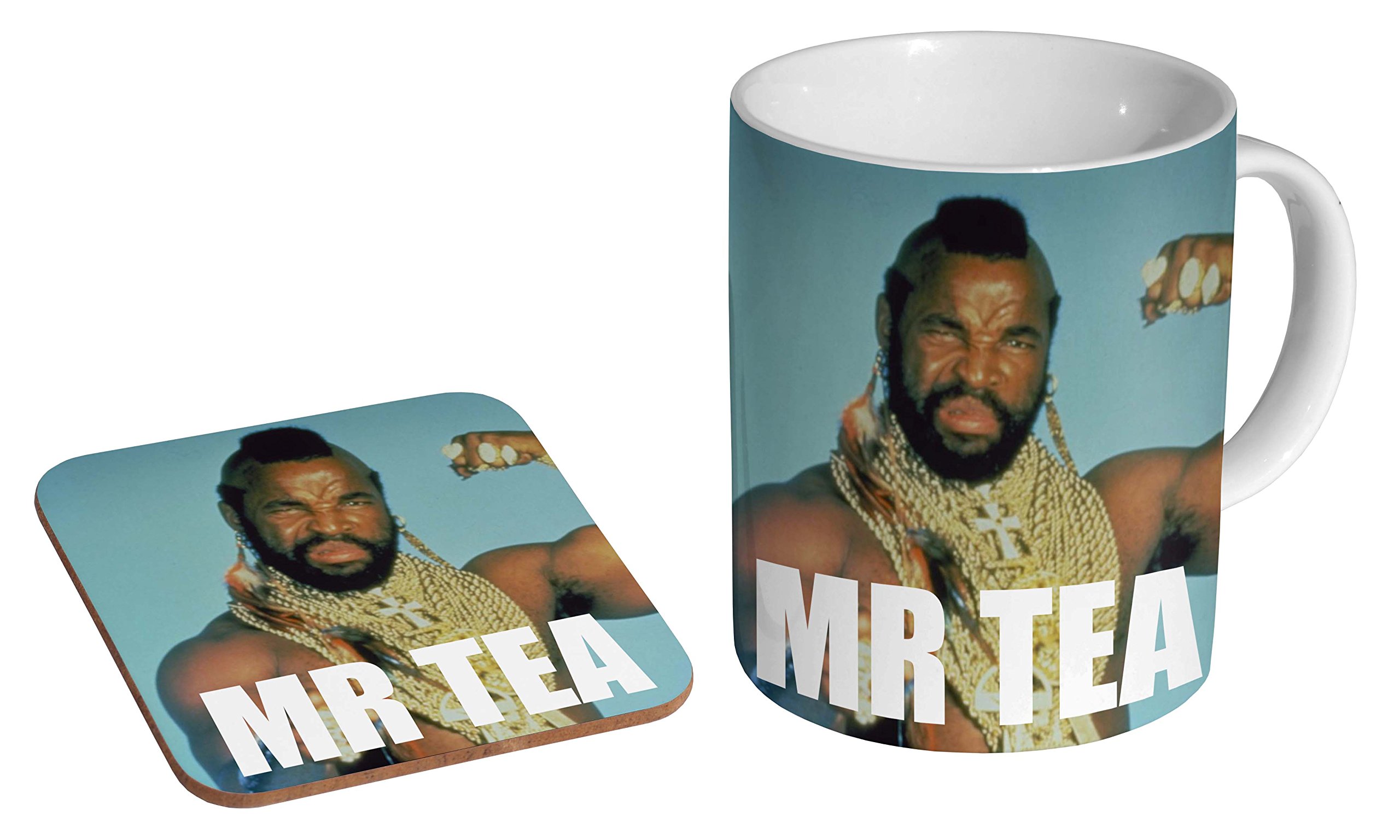 Mugmart White Mr T Mr Tea A Team Funny Ceramic Coffee Mug + Coaster Gift Set …