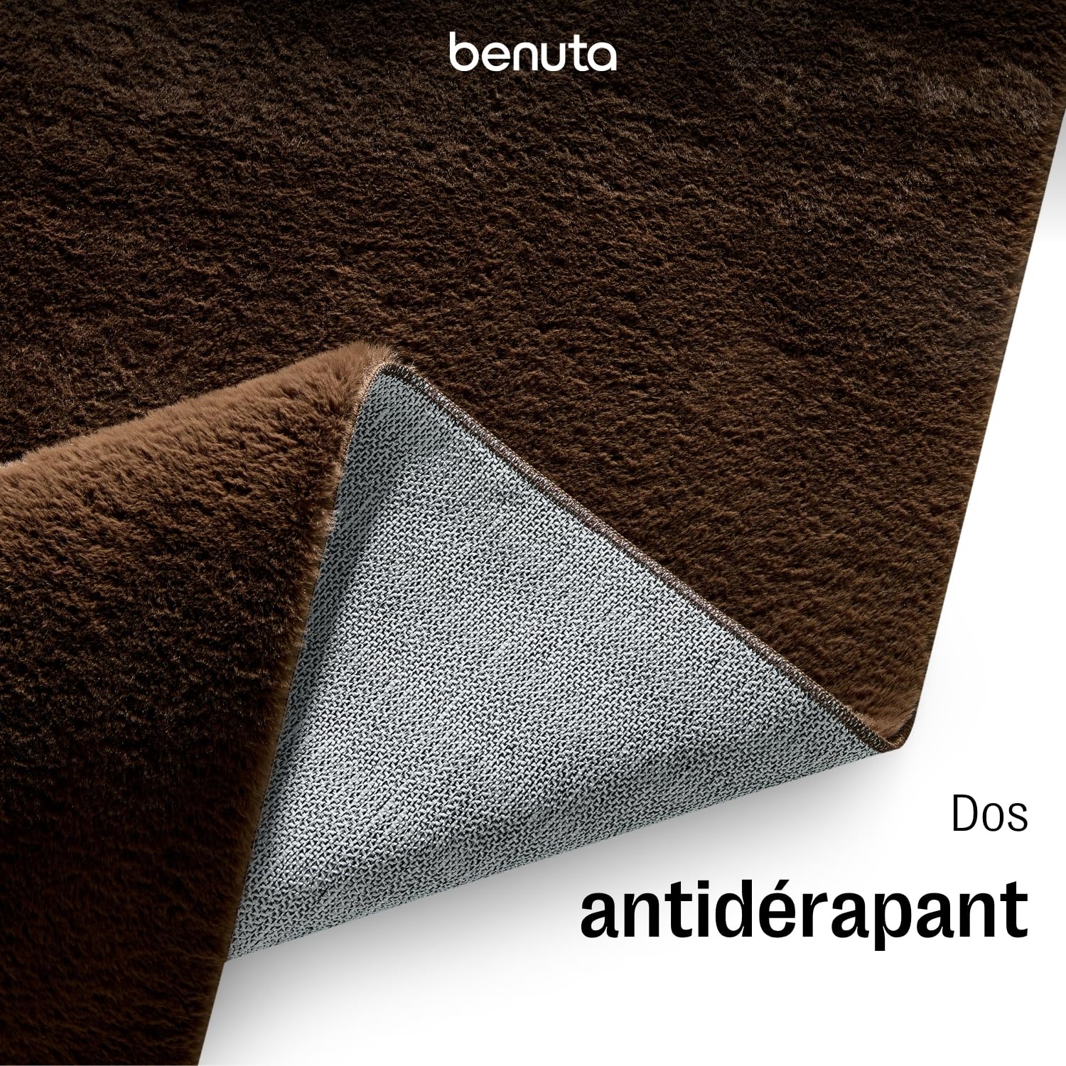 benuta Basic Tapis Salon Fausse Fourrure Furry - Marron 160x230 cm - pour Chambre, Bureau, Couloir, Bebe - Doux - Antidérapant - Lavable - Chauffage Sol