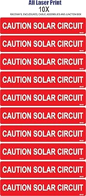 All Laser Print PV Solar Label Pack- Caution Solar Circuit -5 ¾’’ X 1⅛’’-10X-