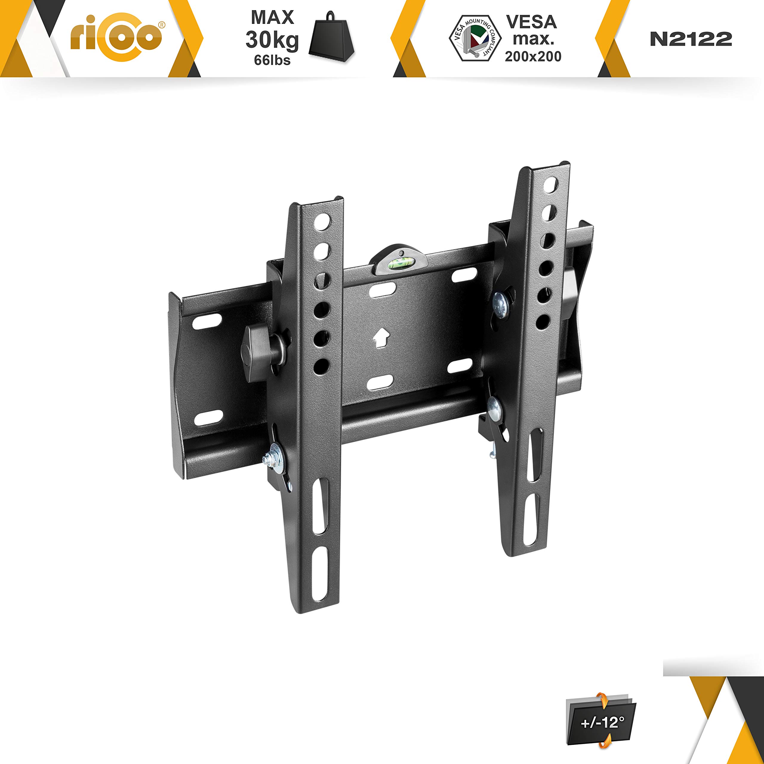 RICOO Supporto TV parete N2122 Inclinabile Fisso Televisore 23-42" (58-107 cm) Staffa universale Televisione LED/LCD/Curvo VESA 50 x 50-200 x 200