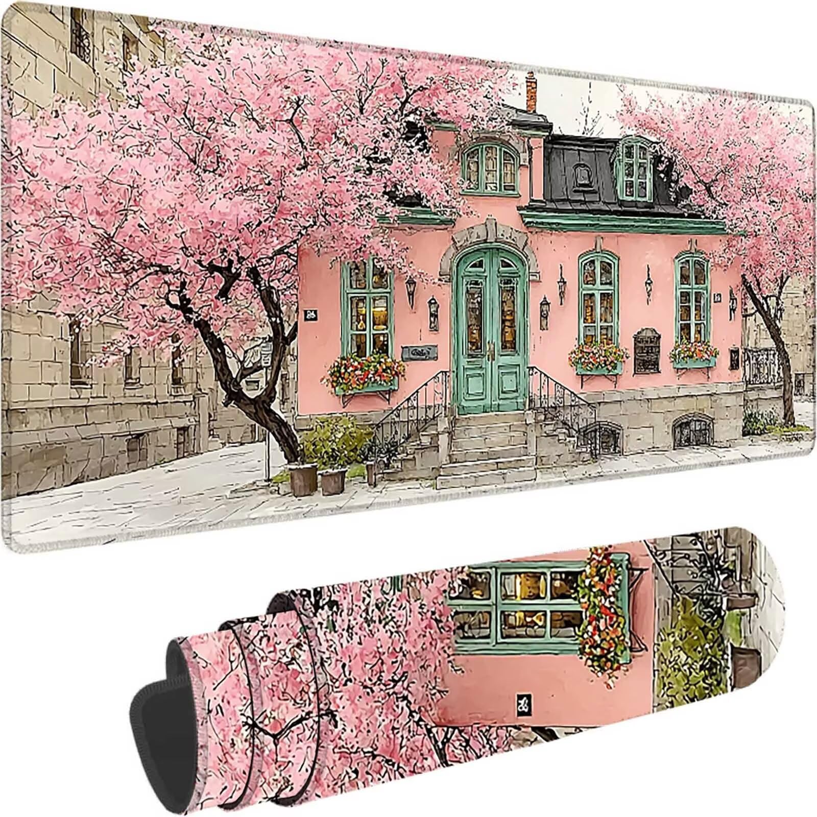 Różowa podkładka pod mysz do gier, duża podkładka pod mysz XXL 1500 x 800 x 3 mm, podkładka pod mysz do klawiatury i biura, akcesoria do gier, antypoślizgowa, poprawia precyzję i szybkość dla gracza l