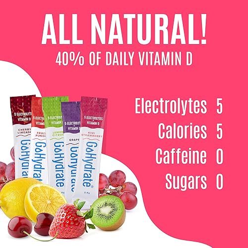 Miniatura 3 de GoHydrate mezcla de bebidas de electrolitos sabor natural sin azúcar polvo de hidratación 30