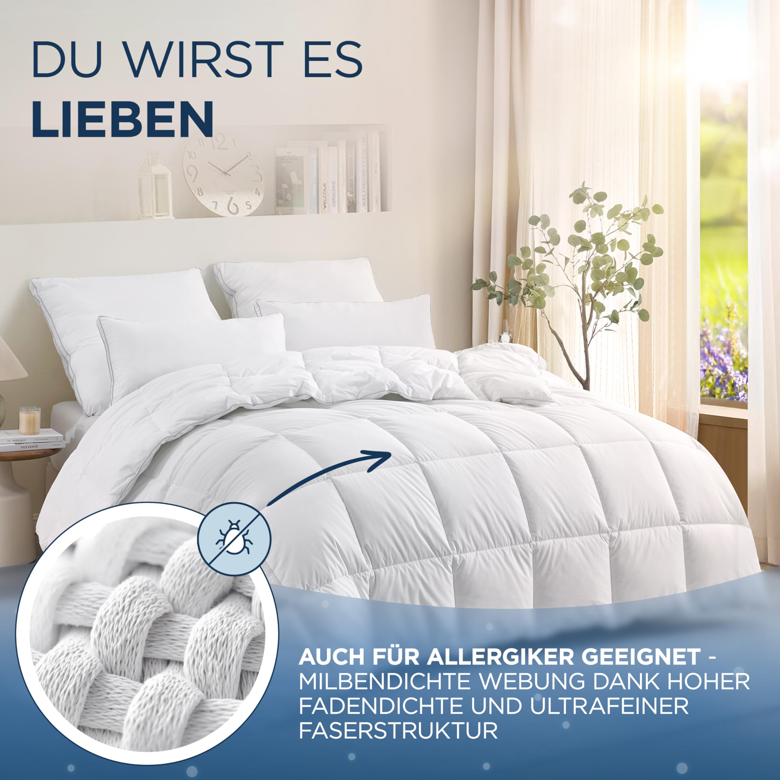 Samthus Feder- und Daunendecke 220x240cm - Oeko-Tex zertifizierte Bettdecke aus weichen Federn und Daunen - Federbettdecke - RDS zertifizierte Sommer & Winterdecke - Duvet - Ganzjahresdecke