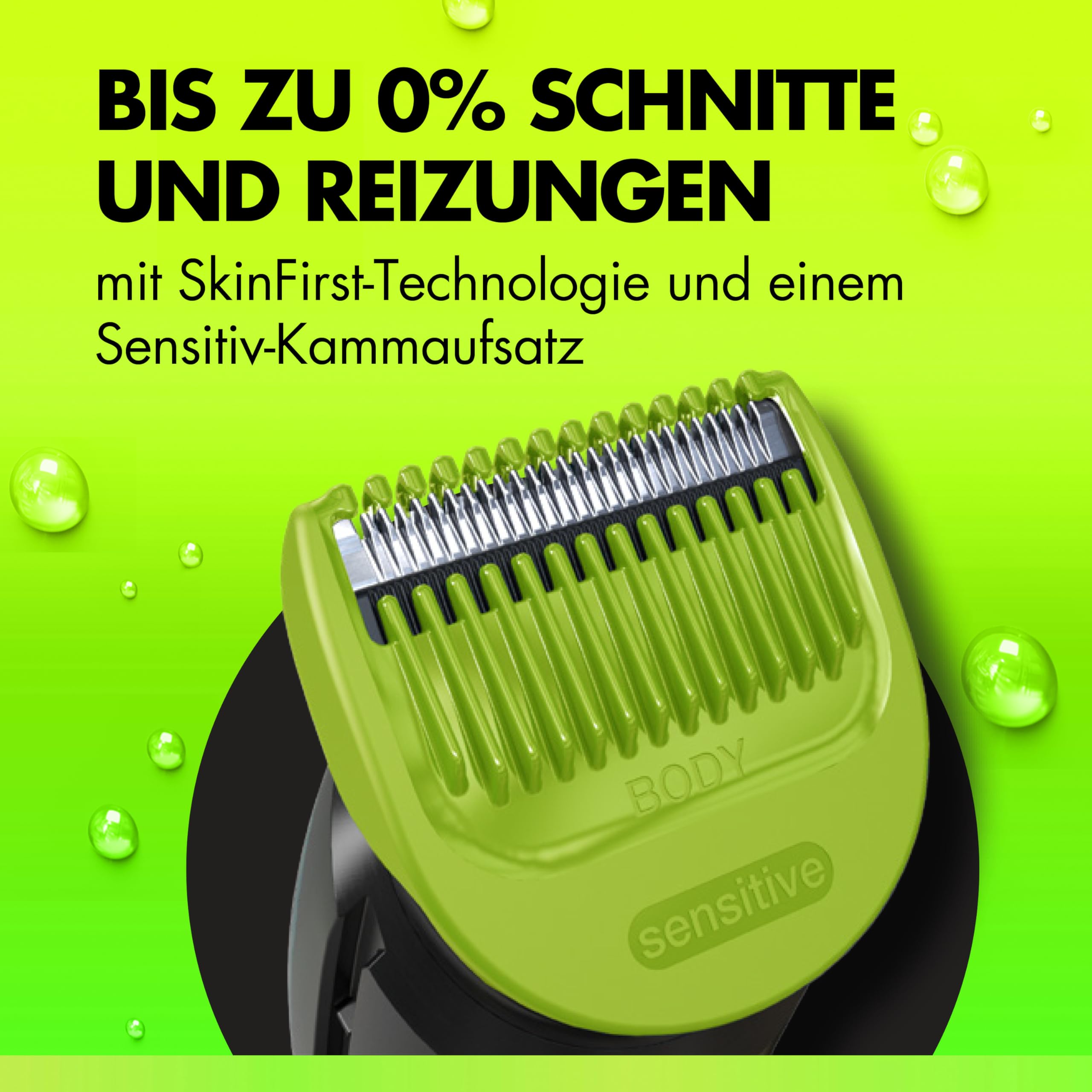 GilletteLabs i3 Body + Intimate Trimmer Herren mit SkinFirst-Technologie — Intimrasierer Mann für Körper & Intimbereich, Wasserdichte — Schwarz/Grün